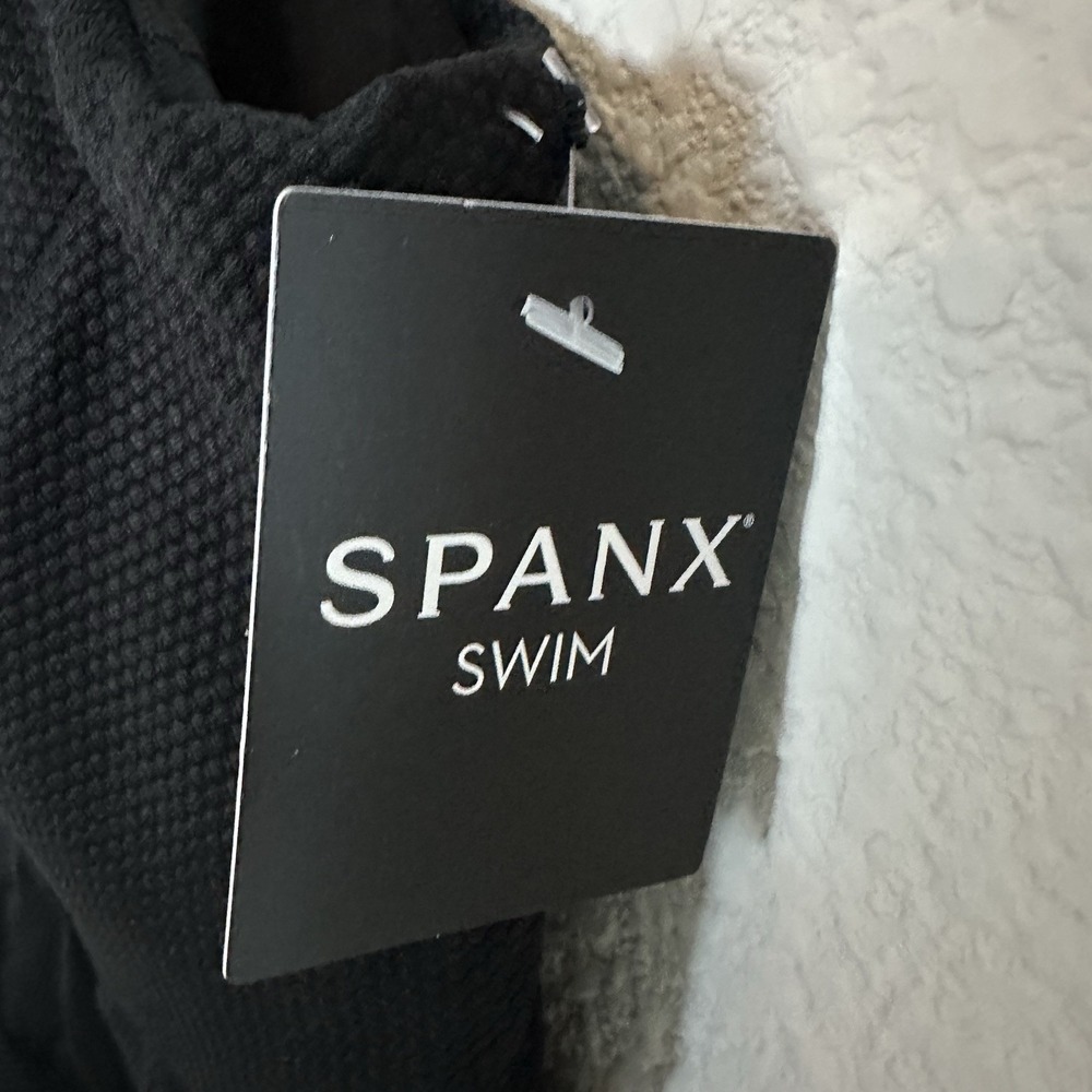 NEW Spanx Swim pique longline flounce swim top Crop Tankini Black Size SMALL - Picture 6 of 11